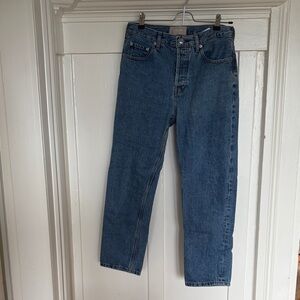 Everlane Straight Leg Jeans in Medium Blue